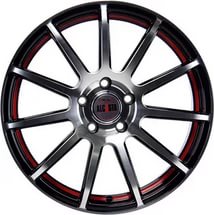фото диска Alcasta R15 ET50 DIA60,1 PCD:4/100 черный полированный с красной полосой по ободу внутри