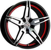 фото диска X-RACE R15 ET40 DIA60,1 PCD:4/100 черный матовый полированный с красной полосой по ободу внутри