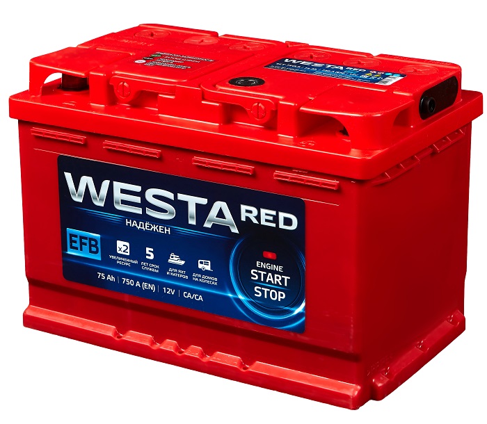 фото акб WESTA RED EFB 6СТ-75 АчА 
 прямая