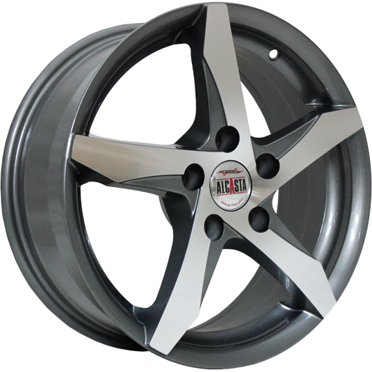 фото диска Alcasta R15 ET36 DIA60,1 PCD:4/100 НАСЫЩЕННЫЙ ТЕМНО-СЕРЫЙ ПОЛНОСТЬЮ ПОЛИРОВАННЫЙ
