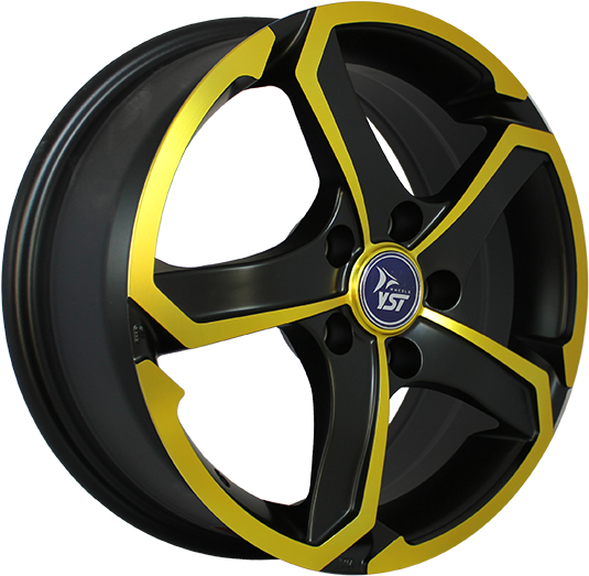 фото диска YST R18 ET45 DIA60,1 PCD:5/114,3 черный матовый+желтый