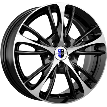 фото диска КиК R14 ET35 DIA67,1 PCD:4/100 Чёрный глянцевый с полированной лицевой частью