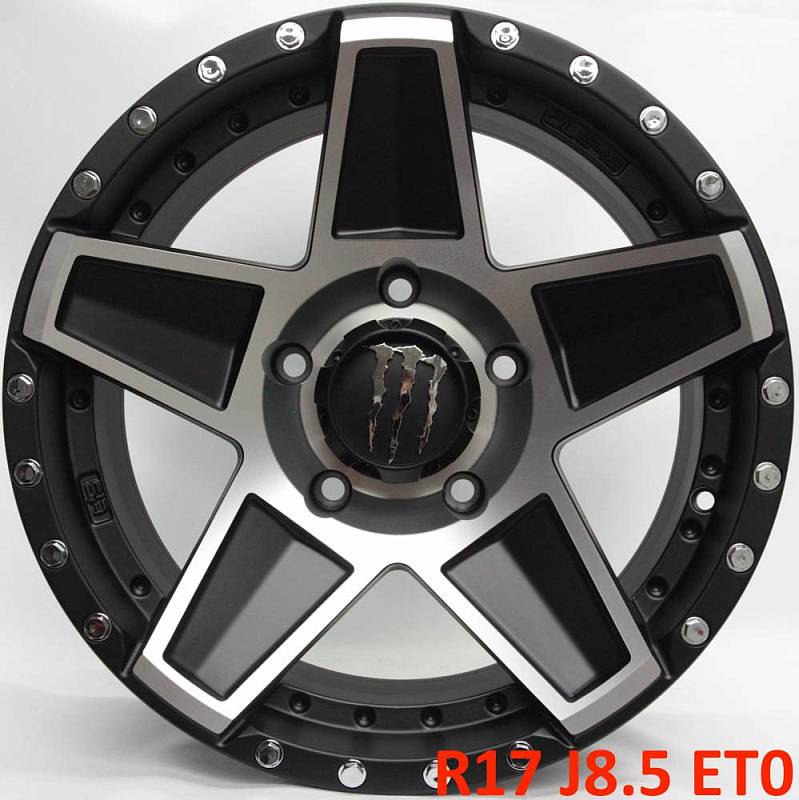 фото диска Monster R17 ET0 DIA110,1 PCD:5/150 чёрный + полированные спицы